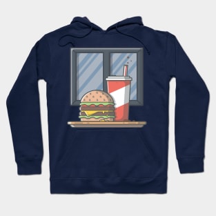 Burger and Soda cartoon Hoodie